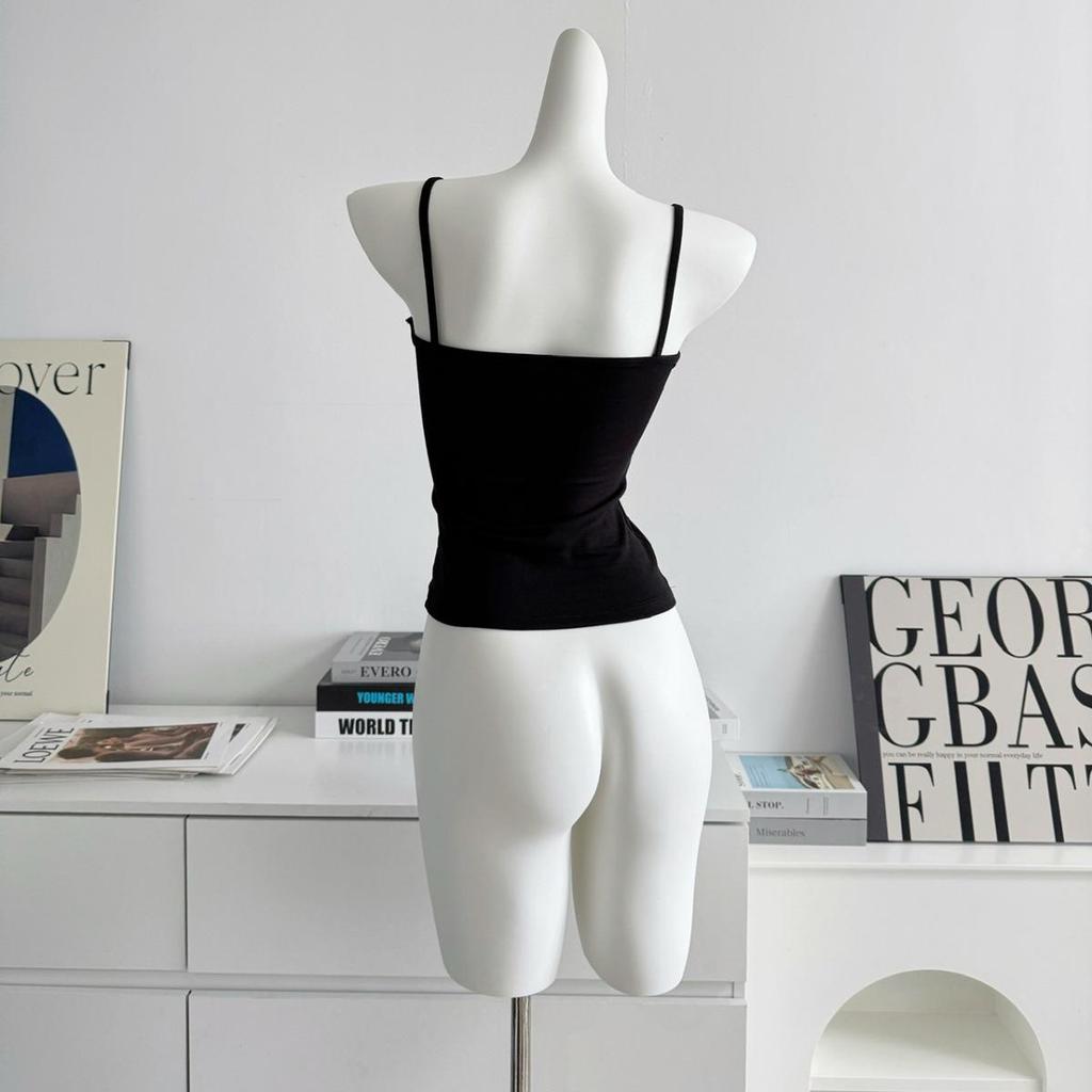 Elegant White V-Neck Lace Camisole with Chest Pad for Women