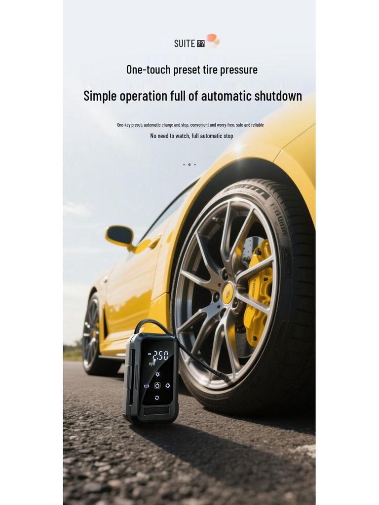 Portable Car Wireless Air Pump with Tire Pressure Gauge and Power Bank