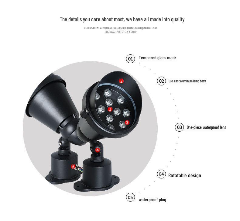 Outdoor Waterproof Plug-In Spotlight for Gardens and Lawns