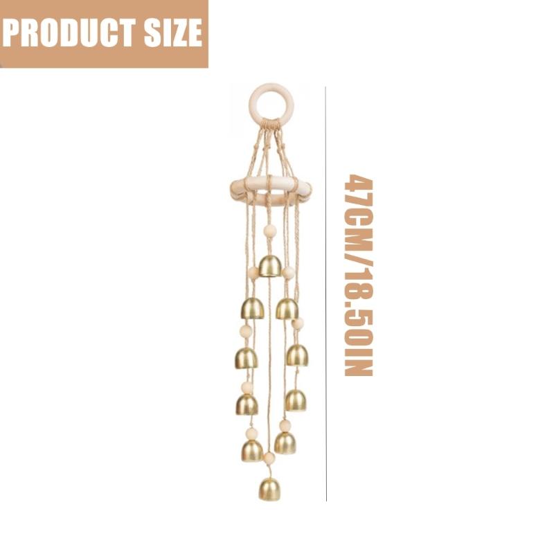 Wood Garden Wind Chimes Golden Bells Ornaments For Patios Balcony Decoration Harmonious Tones