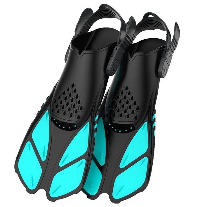 Adjustable Open-Heel Swim Fins Men Women Kids Training Snorkeling Freediving Silicone Foot Pockets