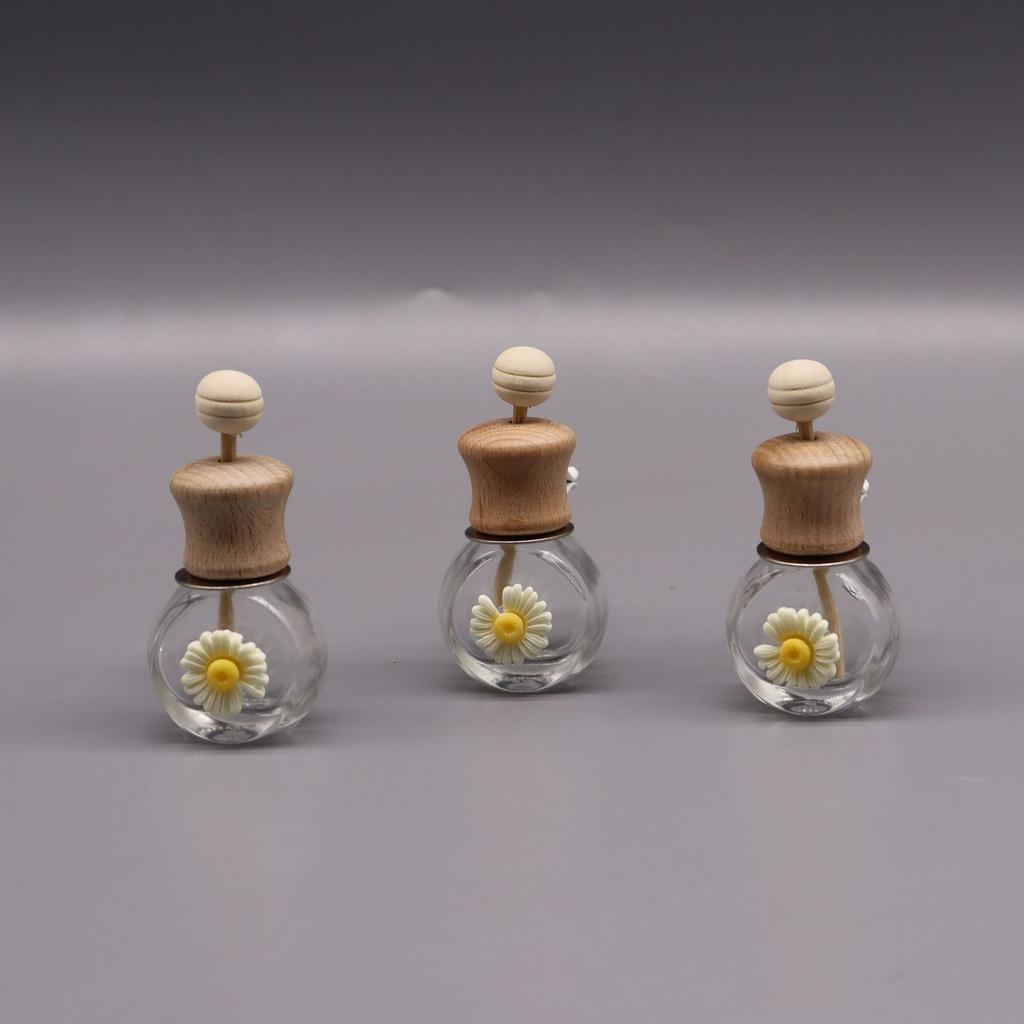 8ml Car Perfume Bottle, Cute Chrysanthemum Glass Air Vent Clip, Creative Vehicle Aroma Diffuser Decor