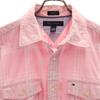Tommy Hilfiger Check Pattern Short Sleeve Custom Fit Cotton Shirt M Pink Men's Used