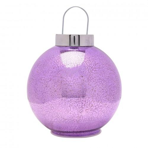 Purple Mercury Glass LED Fairy Light Bauble Ornament - 20cm
