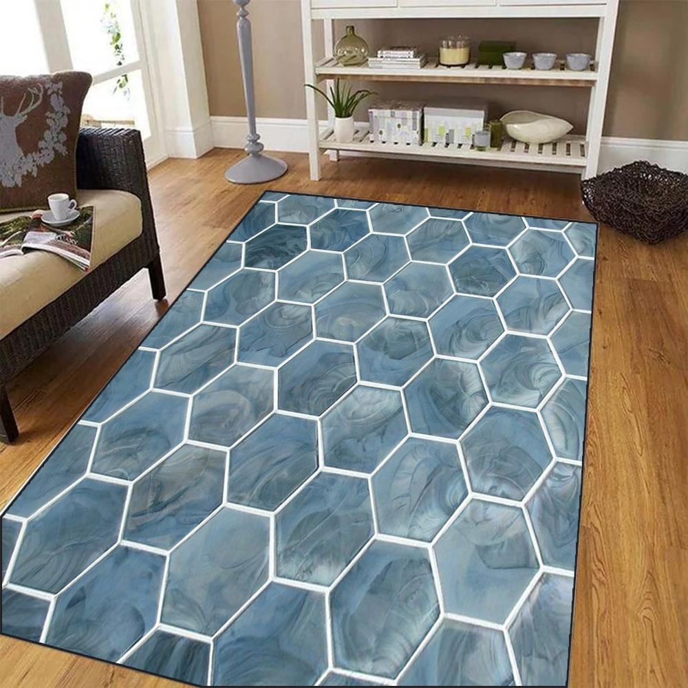 New Large Stone Pattern Outdoor Rug Non-Slip Mat For Patio Garden RV Camping Durable Polyester Indoor Outdoor Holiday Decor