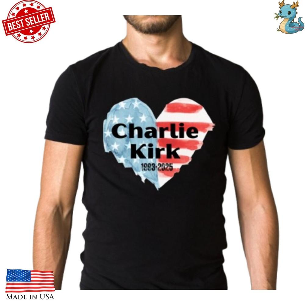 Charlie Kirk Fan Made Shirt 1993-2025 USA Flag Tribute Graphic Tee Unisex T-Shirt S