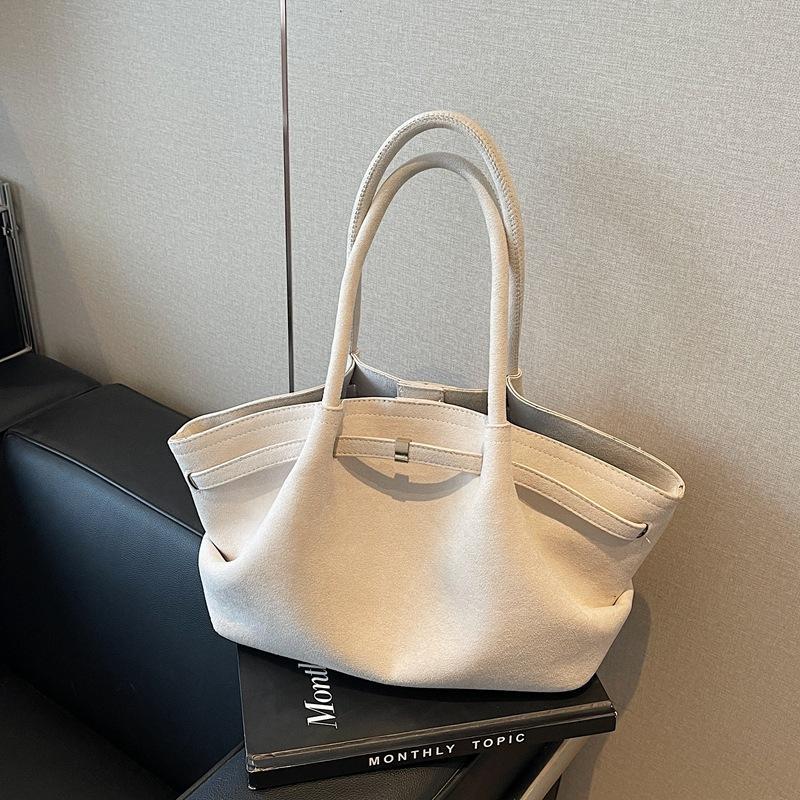 

Suede bag women s large-capacity new fashion Maillard shoulder bag casual commuter tote bag белый