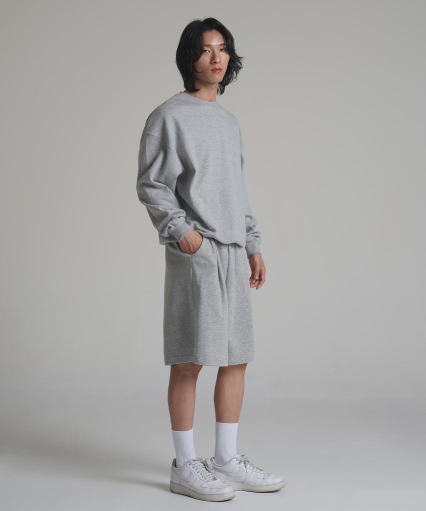 Noming One-Pleat Wide Sweat Bermuda Shorts - Grey