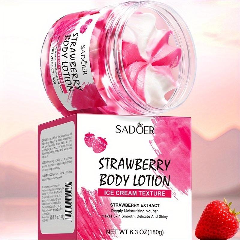 180g Strawberry Body Lotion, Containing Plant Squalane - Moisturizing and Hydrating Ice Cream Texture, Niacinamide and Glycerin, Strawberry Skin Care