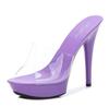 Fashion Patent Leather Mules Women Slippers Sandals Sexy Party Shoes Luxury Comfortable Summer Fashion 13cm