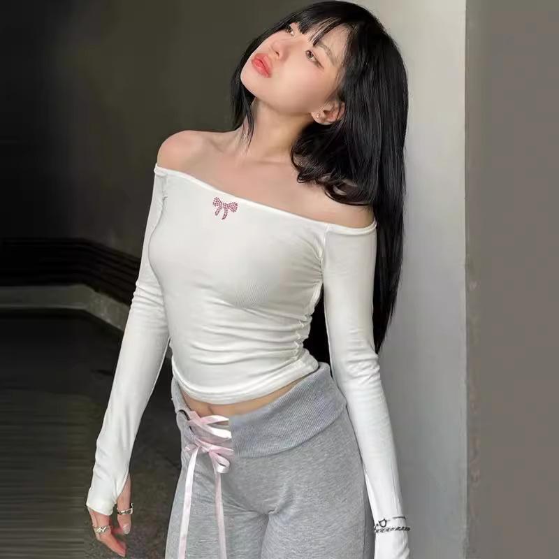 European and American Ins Style Women's Clothing Early Autumn New Sexy One-word Collar Spice Girl Pure Desire Style Slim-fitting Scheming Halter Top