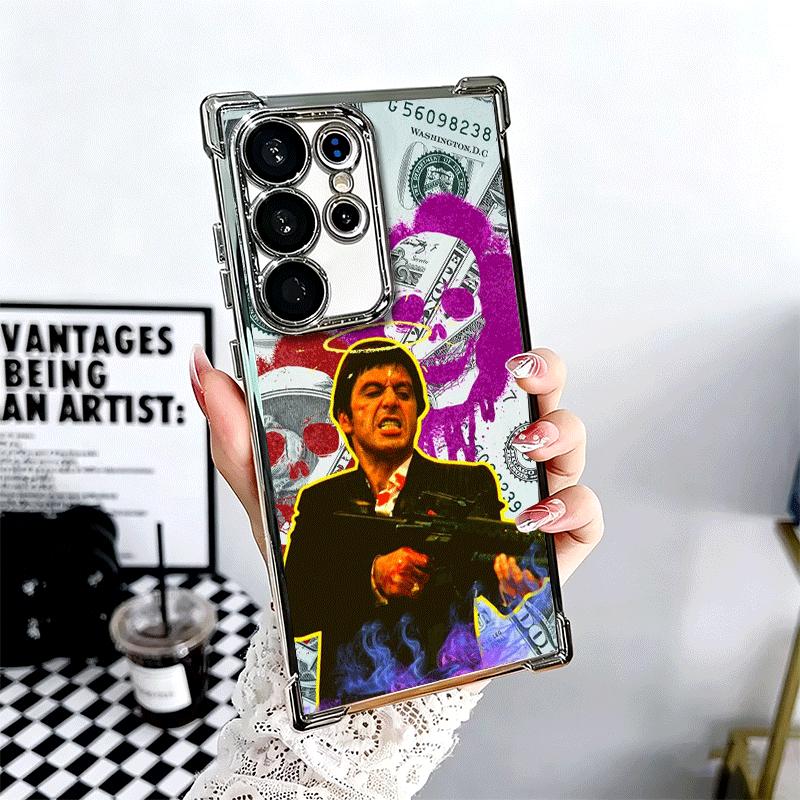 Scarface 1983 Al Pacino Plating Phone Case For Samsung Galaxy S24 S25 FE S26 Edge S23 Ultra S22 S21 Plus S20 Anti-Fall Airabag C