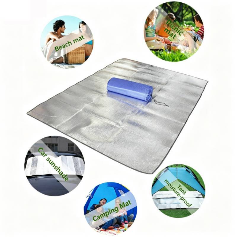 Aluminum Foil Camping Mat With Waterproof Surface For Outdoor Activities And Picnics