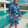 Men's Beach Set T-shirt Vacation Casual Beach Pants Suit Fashion Full Print Set Top Tees Short Two Sets