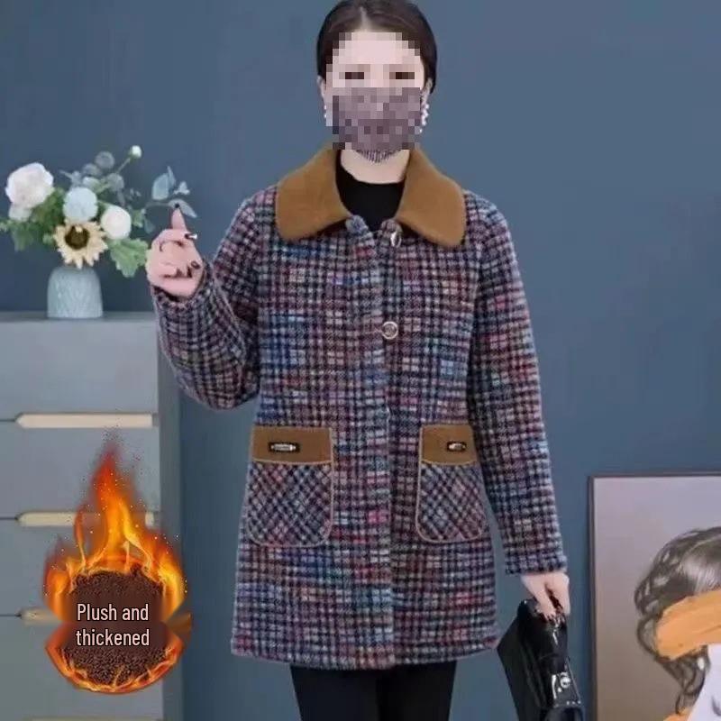 Women's Elegant Mid-Length Mink Velvet Winter Coat