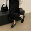 Spring British small leather shoes women's flat bottom round head low heel single shoes one pedal Doudou soft sole loafers 2025