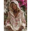 2025 Hooded Zip-up Sweatshirt with Trendy Japanese Cherry Blossom Art Print