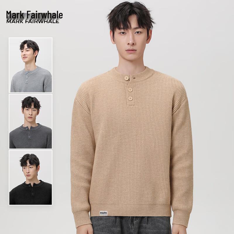 

Mark Fairwhale Men s Retro Henley Button Knit Sweater XL