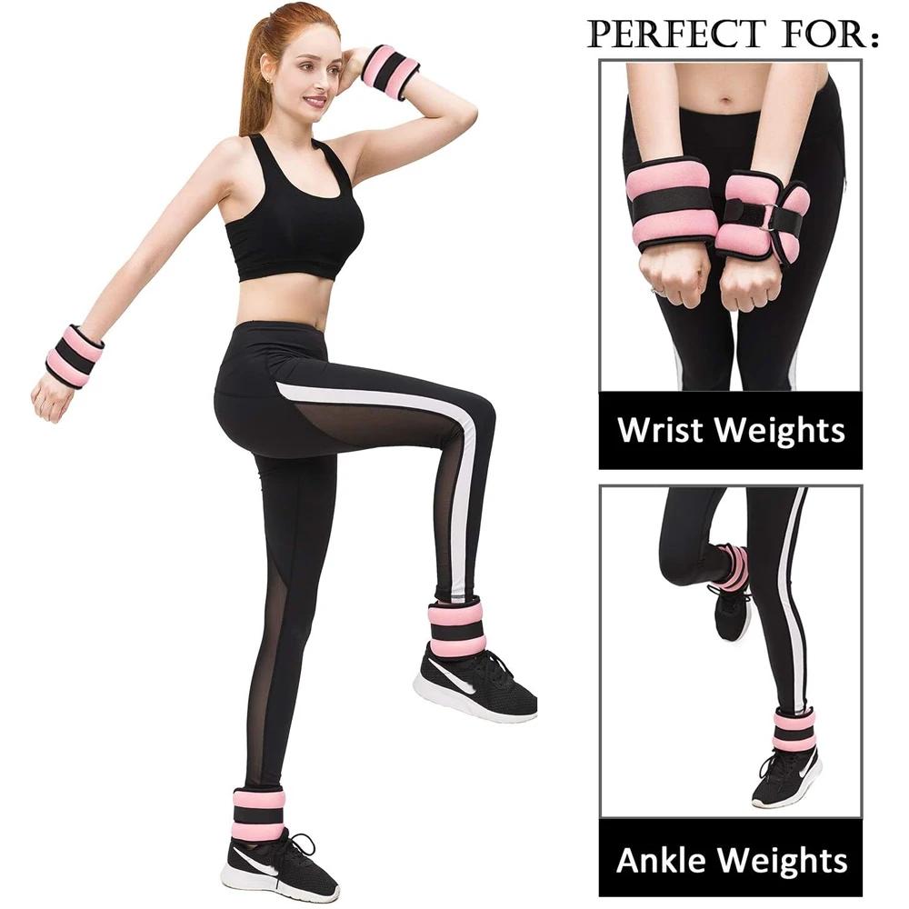 1Pair Adjustable Ankle Weights For Women Men,(0.5Kg / 1Kg Each Pack) Modularized Leg Wrist Weight Straps For Yoga,Running,Gym