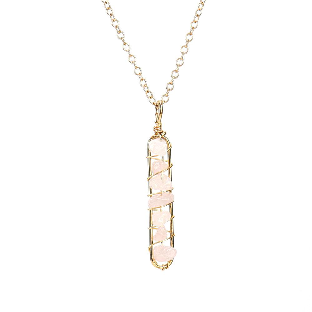 

Gold Hand-Wound Colorful Crystal Gravel U-Shaped Pendant Necklace N124