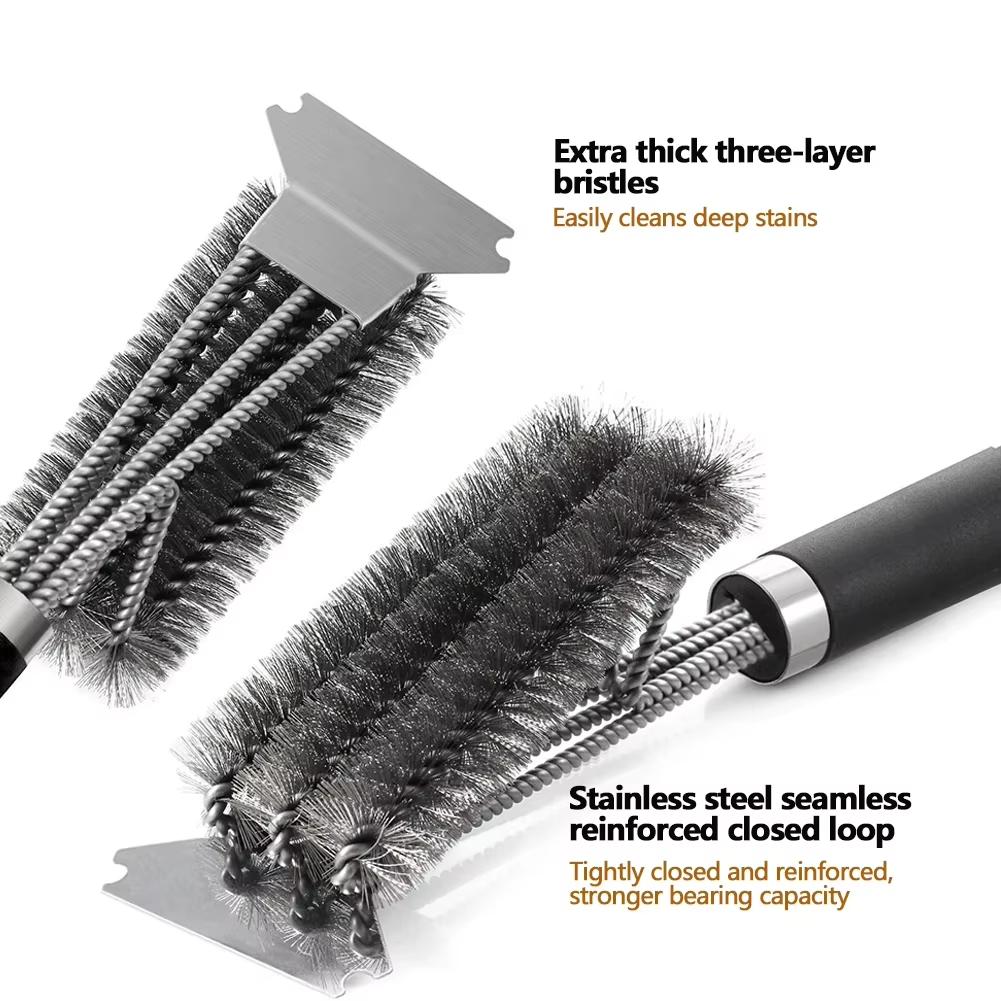 Barbecue Grill Bbq Brush Clean Tool With Deluxe Handle Stainless Steel Bristles Non-Stick Cleaning Brushes Barbecue Accessories