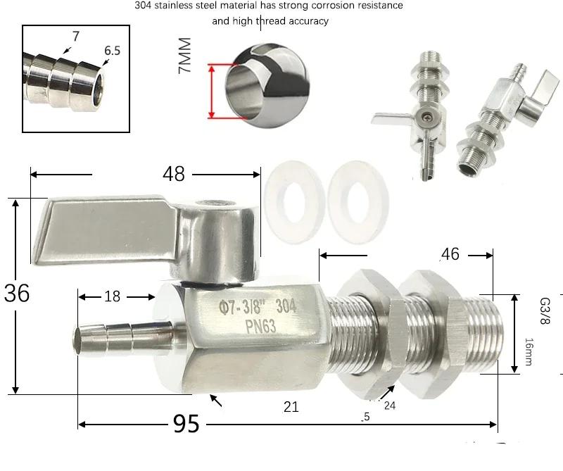 Valvola a Sfera Mini in Acciaio Inossidabile 304 con Raccordo a Innesto per Tubo Grado Sanitario 7mm 8mm 10mm 12mm Giunto per Tubo Gas Acqua Olio Microvalvola Acquario
