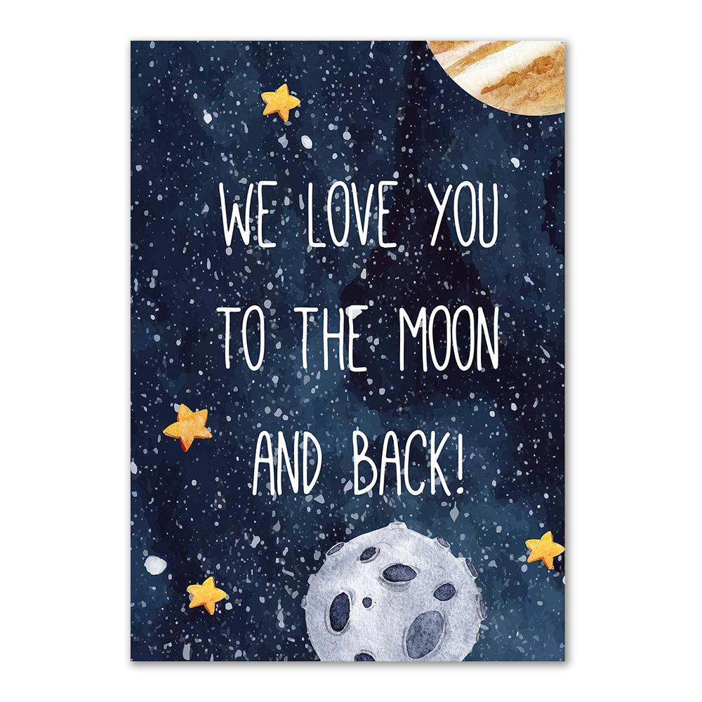 Custom Kids Name Wall Art Poster Print Space Rocket Astronaut Planet Nursery Canvas Painting Personalized Wall Art Painting Art