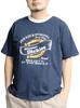 GENUINE DICKIES Men's Short Sleeve T-Shirt with Border Ringer Logo Print, Crew Neck, Size 2L, Blue (65)