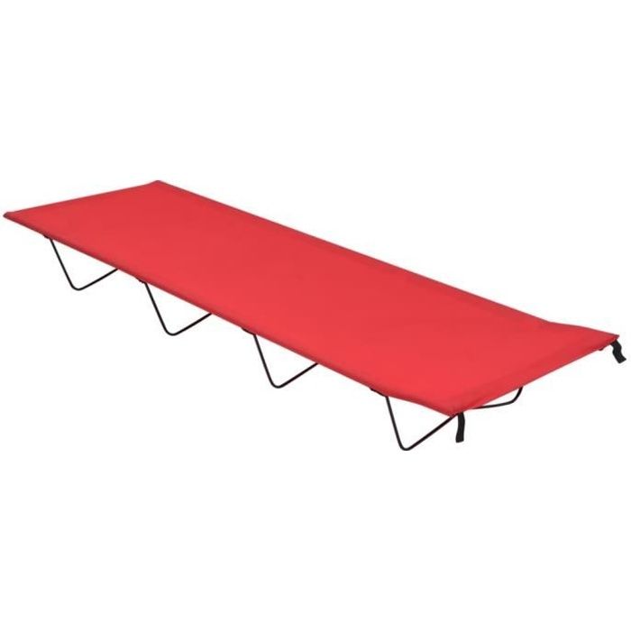 Lit de camping - vidaXL - 180x60x19 cm - Tissu Oxford - Acier - Rouge