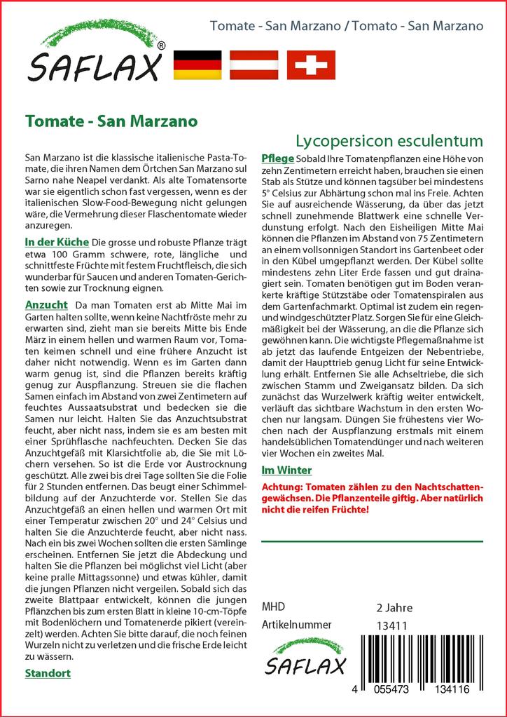 SAFLAX Pomodoro - San Marzano - 10 semi - Lycopersicon esculentum