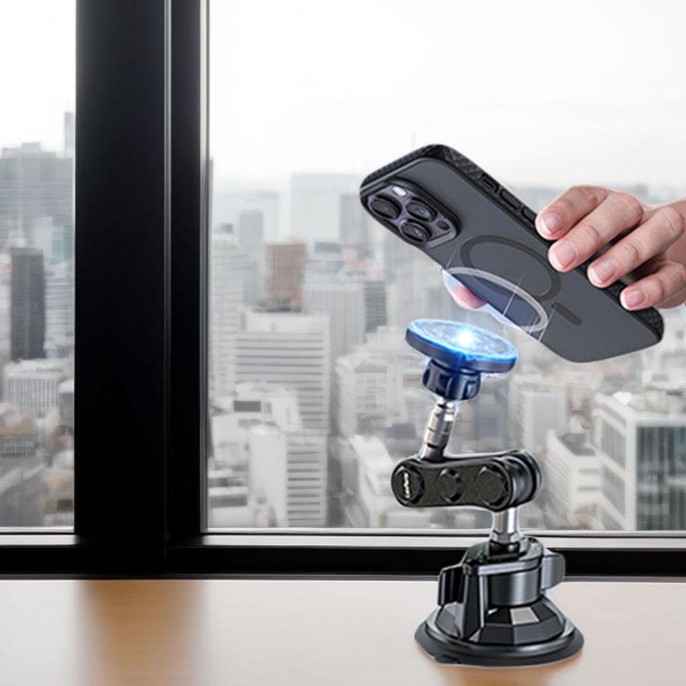 Magnetic Metal Phone Holder Vacuum Adsorption Cell Phone Car Mount Suction Cup Car Phone Mount for iPhone Samsung All Smartphone