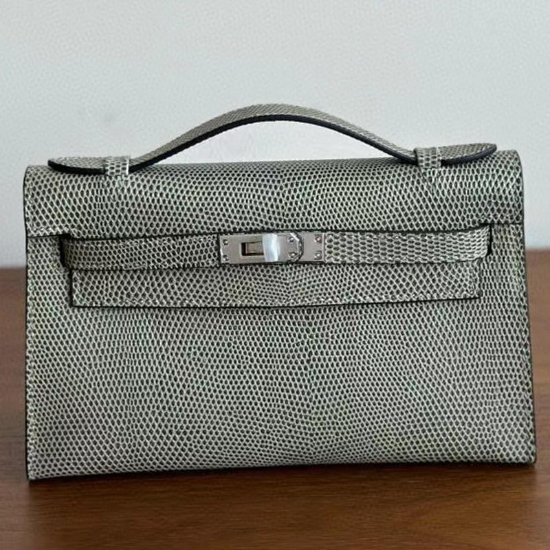 New Generation Lizard Pattern First Layer Cowhide Leather Bag Portable Shoulder Crossbody Small Square Bag Women's Bag