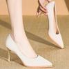 NEUER Damenstil Bankettmode Leichter Luxus 6 8cm Hohe Absätze Pumps Stiletto Metall Spitze Wildleder Einzeln Mode Lässig Komfort