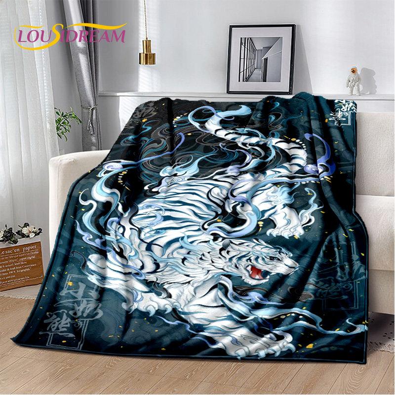 Beast Animal Tiger, Sabretooth Cartoon Soft Plush Blanket,Flannel Blanket Throw Blanket for Living Room Bedroom Bed Sofa Picnic