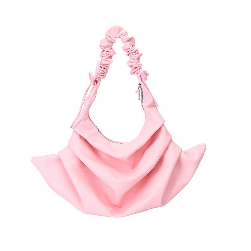 

Large capacity bag 2025 new Korean version fashion pleated shoulder bag women s trend versatile messenger underarm bag pu розовый