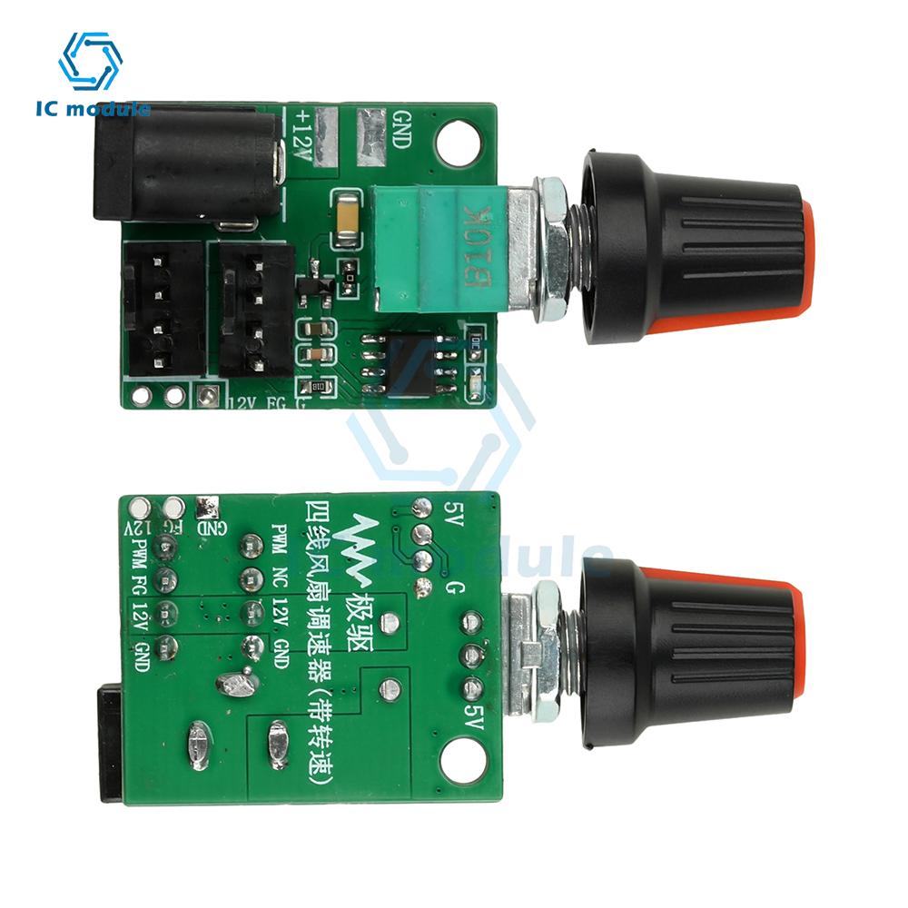 DC 12V 5A Dual-Channel PWM Fan Controller - 4-Wire Manual Speed Adjustment for PC Case/Server Cooling