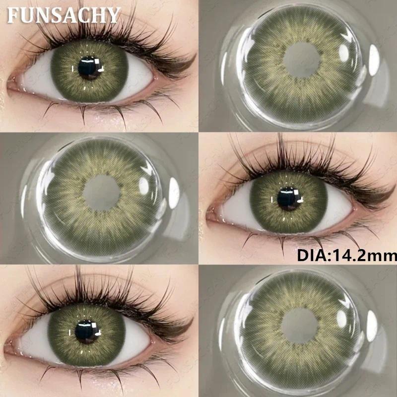 FUNSACHY 2 st Naturliga Kontaktlinser för Ögon Färgade Blå Kontaktlinser Grå Vacker Pupill Grön Lins Ögonmakeup Koreanska Linser