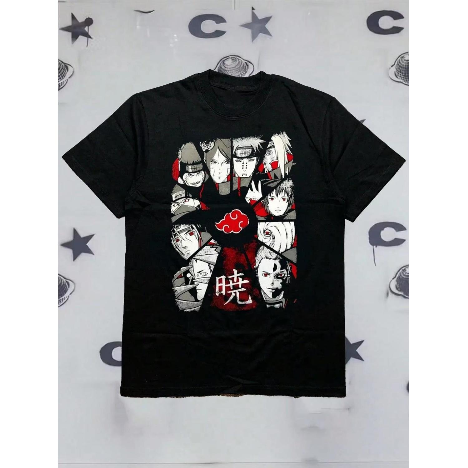 Naruto Anime Print Sports Tshirt with Retro Kaze Tensei Anime Pattern Tshirt S