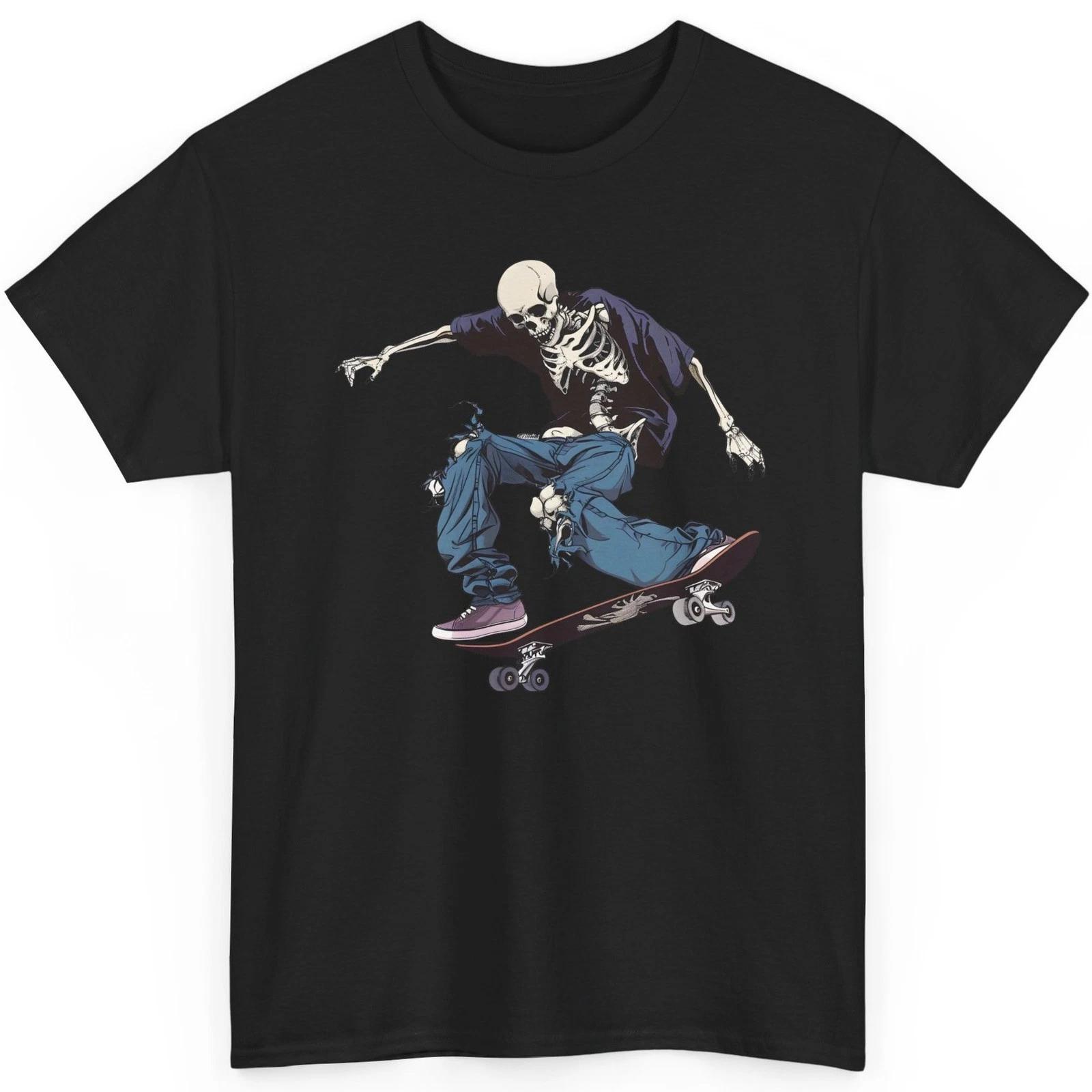 

Футболка со скелетом для скейтбординга Streetwear Графическая футболка Готический Альтернативный Топ S