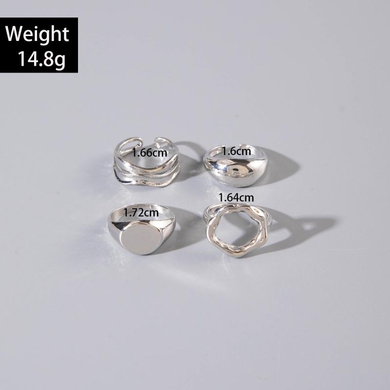 4Pcs Silver Color Geometric Rings Set for Women Men Creative Hollow Elegant Adjustable Rings Party Jewelry Gift Dropshipping