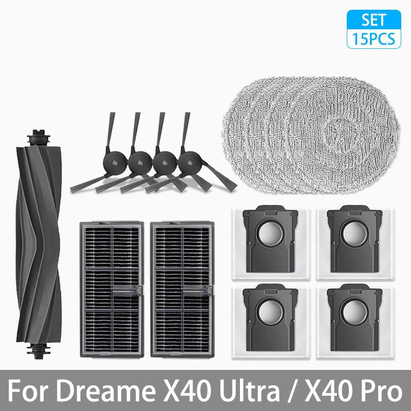 For Dreame X40 Ultra / X40 Pro Accessories Rubber Main Side Brush Mop Cloth Dust Bag HEPA Filter Robot vacuum Replacement Parts