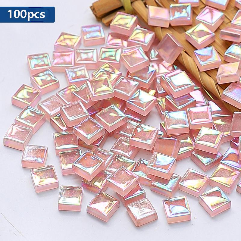 100/300Pcs Colorful Square 10X10mm Glitter Acrylic Non-Hotfix Flat Bottom Rhinestones For DIY Home Decor, Art Projects, Bathroom