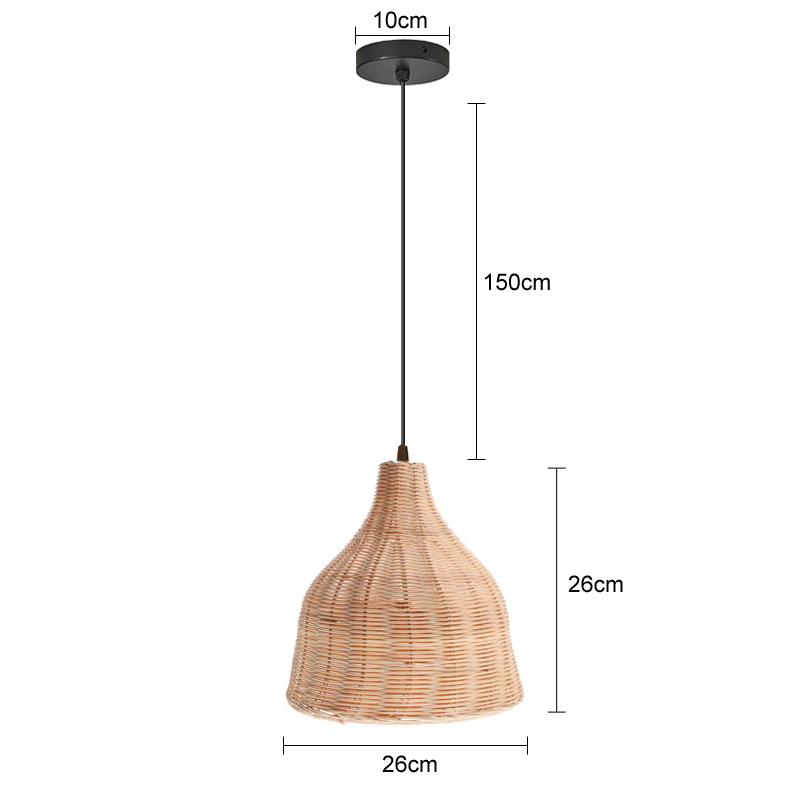 

New 26CM Bamboo Pendant lamp Wicker Rattan Wave Shade Pendant Light Hanging Ceiling Lamp Fixture Home Decor Lampshade
