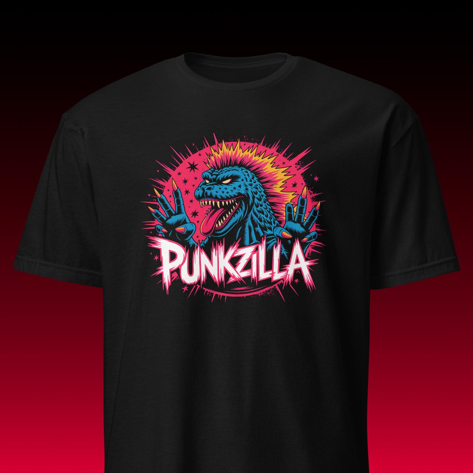 Punk Rock T-Shirt | Kaiju Monster Dinosaur | 80s Retro Neon Pop Art 4XL