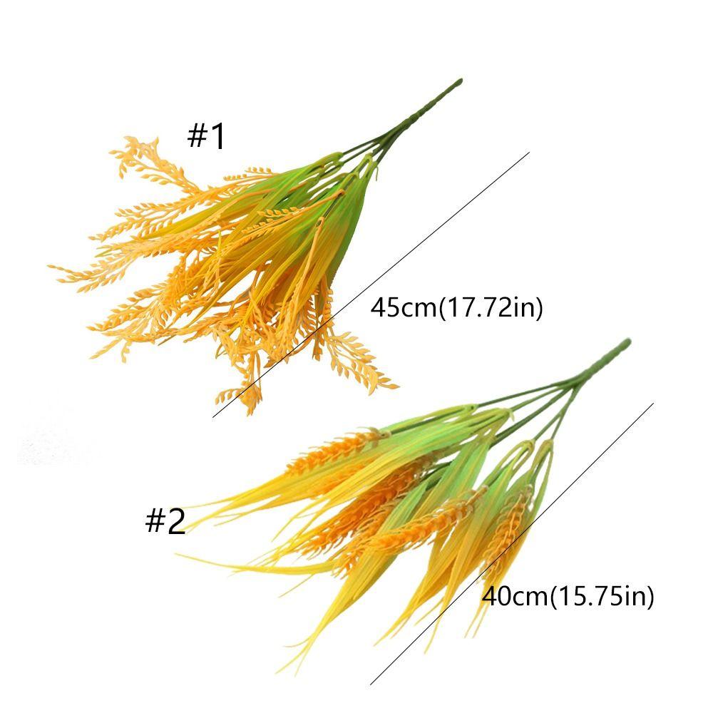 Yellow Flower Artificial Wheat Ears Rice Plant Bouquet 7 Forks Fake Plants  Office Hotel Decor