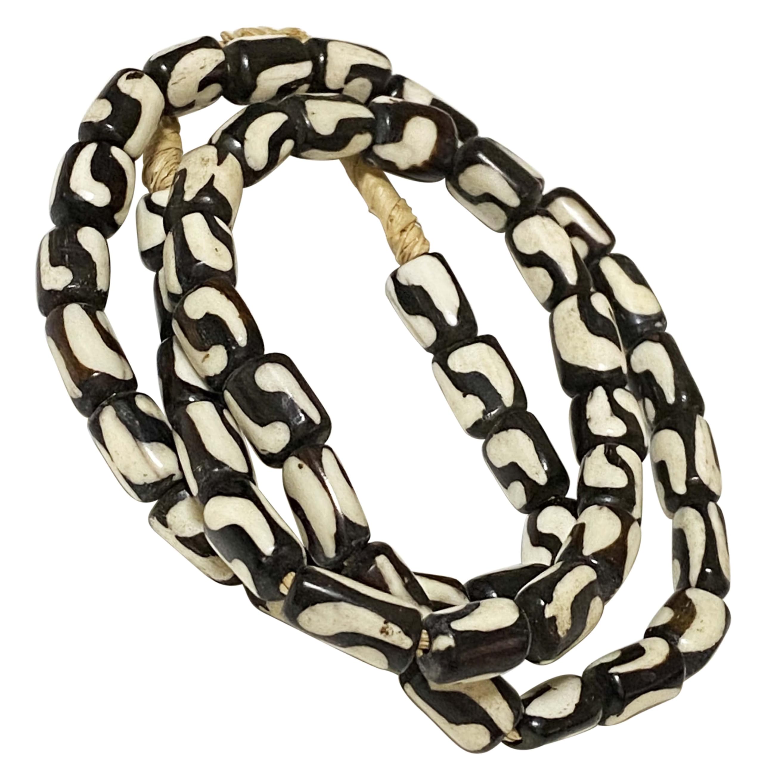 African Necklace, Made in Kenya, Animal BoneHorn, African Ethnic Bead Necklace, Tribal Fashion, Traditional Clothing, Reggae, Maasai, Cow Horn, 70cm,