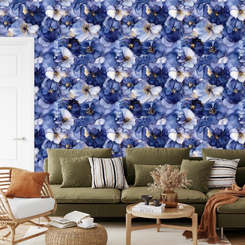 Ink Blue, Navy Blue and Light Gray Wallpaper 50x1000