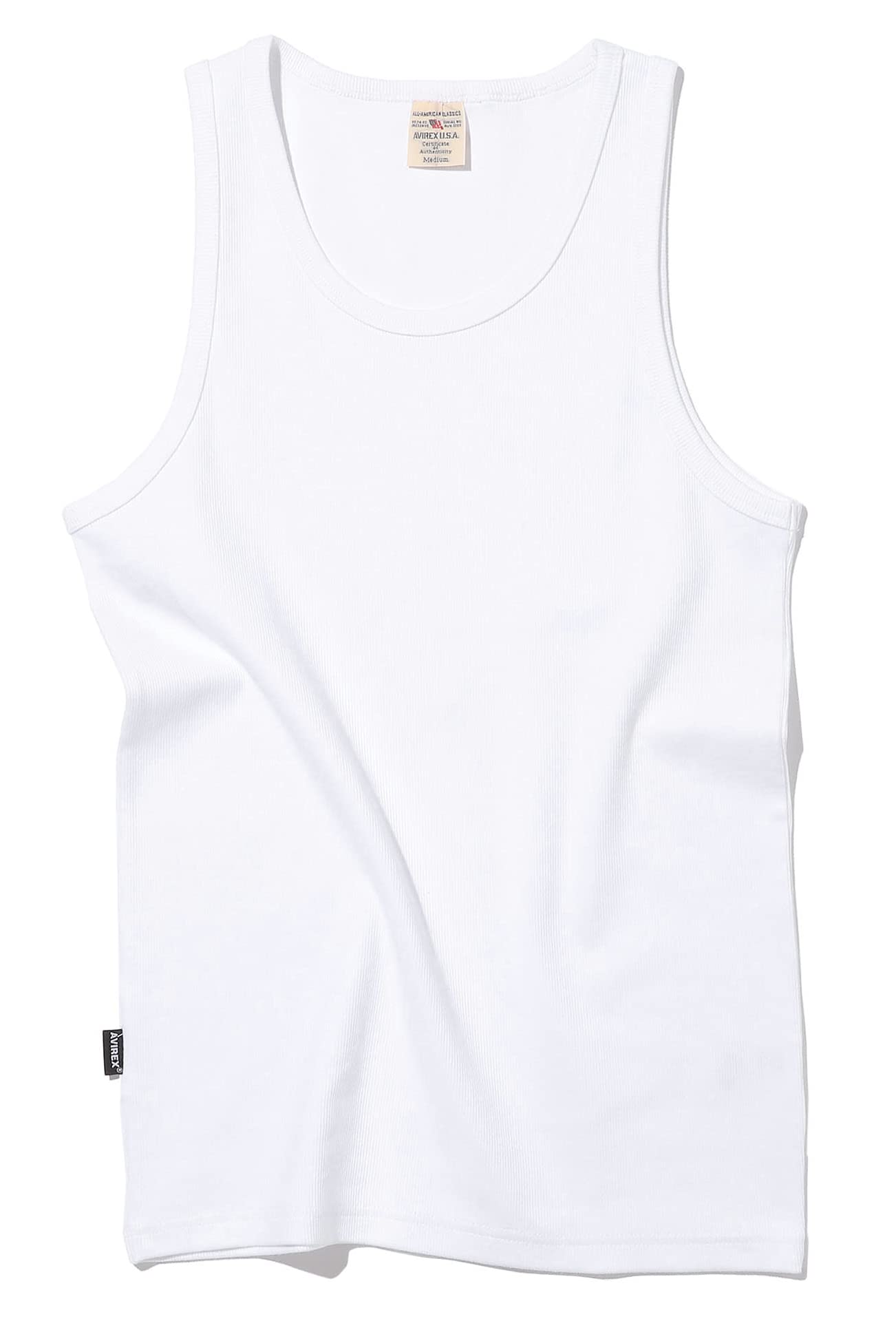 Avirex Официальный топ-майка Повседневный рубчатый топ-майка Размер 001 Белый (Антибактериальный, Антизапах) 6143507, Маленький,