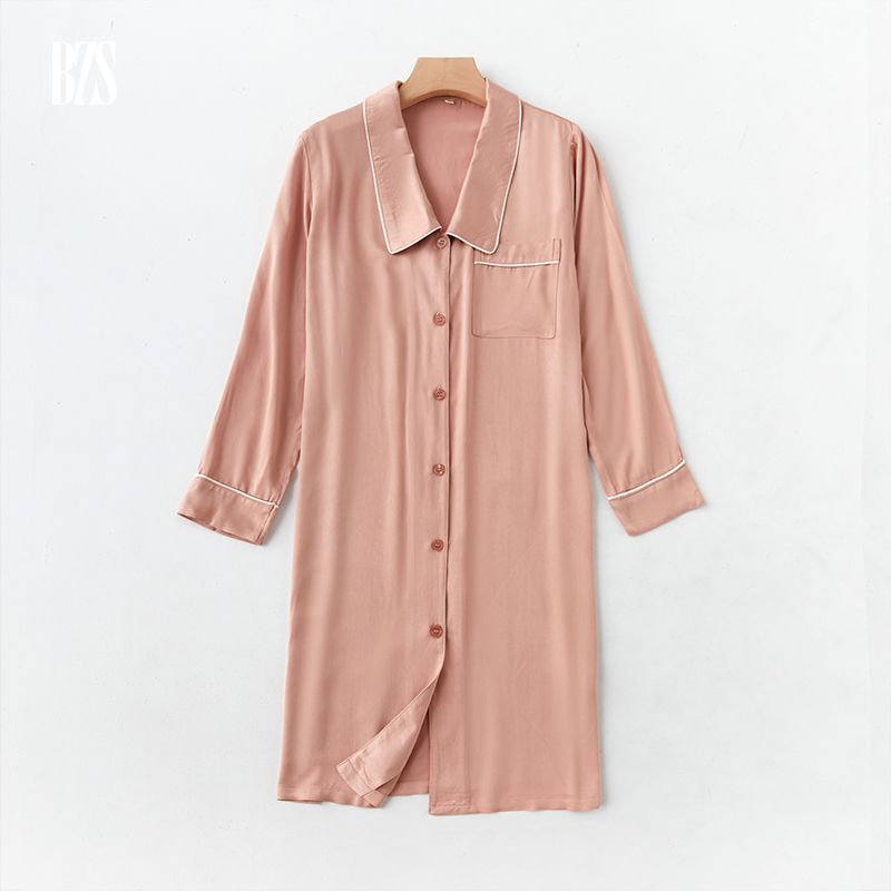 2024 Spring New Simple Satin Rayon Cute Small Pointed Collar Set Women Long sleeve Trousers Pajamas Home Wear