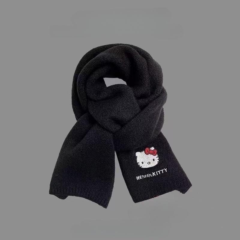 Japanese Cute Puppy Embroidered Knitted Scarf Autumn and Winter Warm and Cold-proof Fashion Versatile High-end Scarf Student